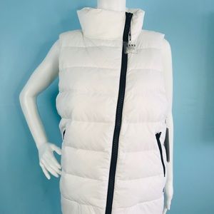 DKNY Womens Asymmetrical Zip Down  Ballerina Vest